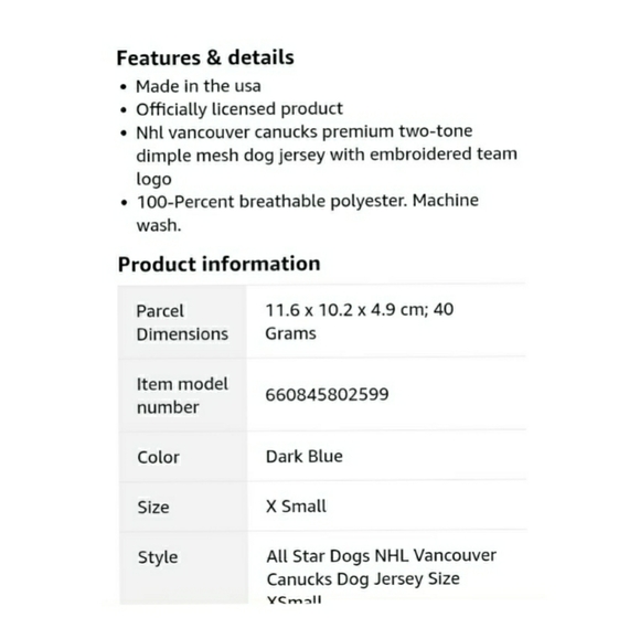 💥NWT Canucks Dog Jersey - Picture 7 of 8